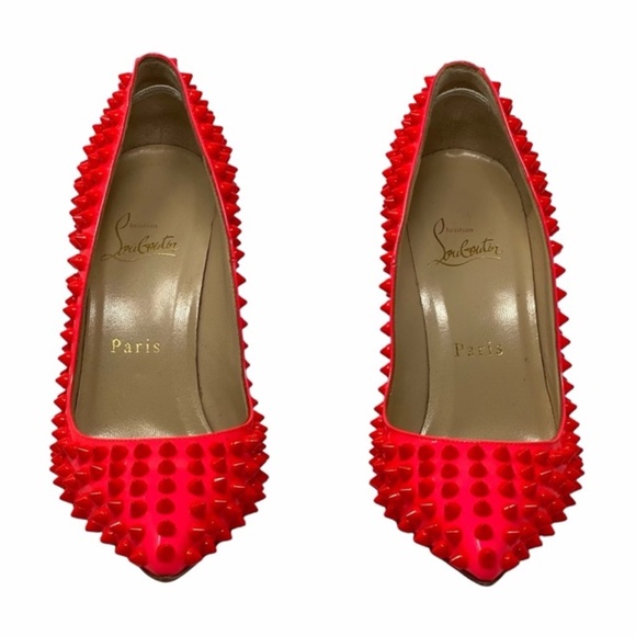 Christian Louboutin Patent Paris Pigalle Spike Pumps 100 mm Size 35.5 - Picture 2 of 4